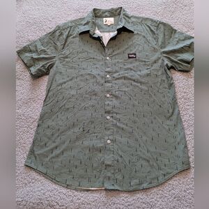Jack Sage Mens Green Winter Park AOP Forest Breck Short Sleeve Outdoor Sz.M
